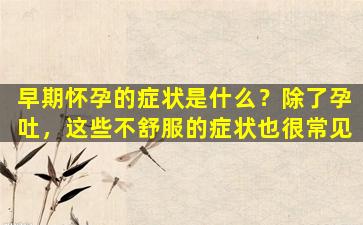 早期怀孕的症状是什么？除了孕吐，这些不舒服的症状也很常见