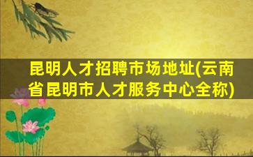昆明人才招聘市场地址(云南省昆明市人才服务中心全称)