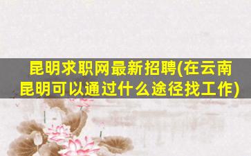 昆明求职网最新招聘(在云南昆明可以通过什么途径找工作)