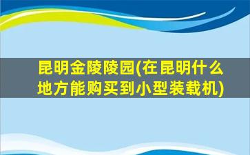 昆明金陵陵园(在昆明什么地方能购买到小型装载机)