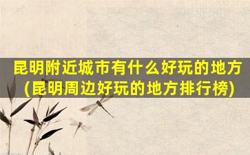 昆明附近城市有什么好玩的地方(昆明周边好玩的地方排行榜)
