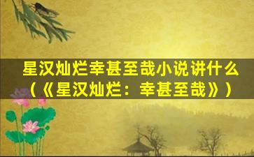 星汉灿烂幸甚至哉小说讲什么（《星汉灿烂：幸甚至哉》）