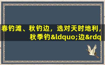 春钓滩、秋钓边，选对天时地利，秋季钓“边”也能上大鱼