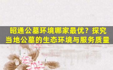 昭通公墓环境哪家最优？探究当地公墓的生态环境与服务质量