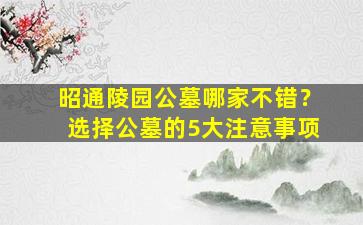 昭通陵园公墓哪家不错？选择公墓的5大注意事项