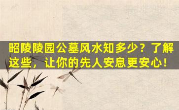 昭陵陵园公墓风水知多少？了解这些，让你的先人安息更安心！