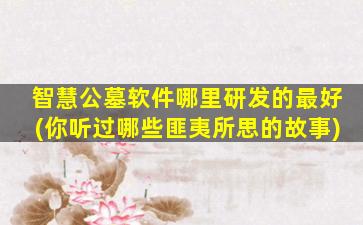 智慧公墓软件哪里研发的最好(你听过哪些匪夷所思的故事)