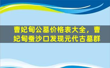 曹妃甸公墓价格表大全，曹妃甸蚕沙口发现元代古墓群