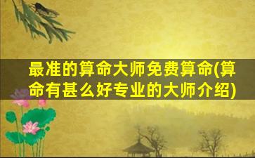 最准的算命大师免费算命(算命有甚么好专业的大师介绍)