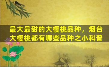 最大最甜的大樱桃品种，烟台大樱桃都有哪些品种之小科普