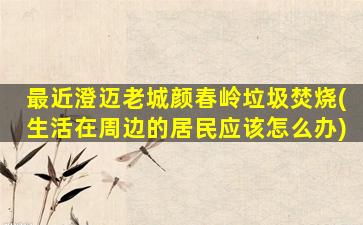 最近澄迈老城颜春岭垃圾焚烧(生活在周边的居民应该怎么办)