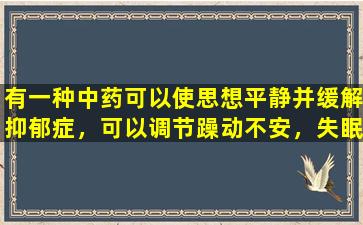 有一种中药可以使思想平静并缓解抑郁症，可以调节躁动不安，失眠和健忘，也可以协调五个内部器官。