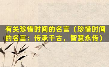 有关珍惜时间的名言（珍惜时间的名言：传承千古，智慧永传）