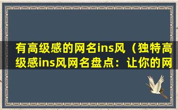 有高级感的网名ins风（独特高级感ins风网名盘点：让你的网络社交更具个性）