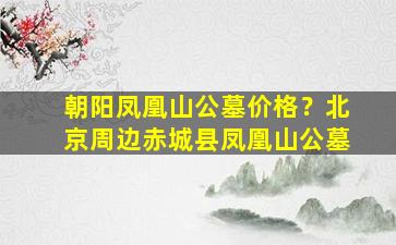 朝阳凤凰山公墓价格？北京周边赤城县凤凰山公墓