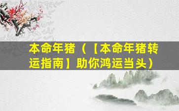 本命年猪（【本命年猪转运指南】助你鸿运当头）