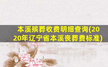 本溪殡葬收费明细查询(2020年辽宁省本溪丧葬费标准)
