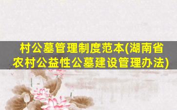 村公墓管理制度范本(湖南省农村公益性公墓建设管理办法)