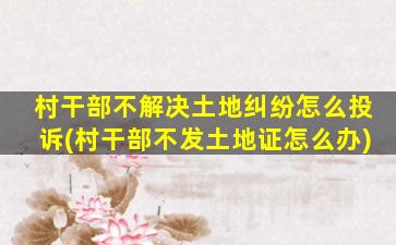 村干部不解决土地纠纷怎么投诉(村干部不发土地证怎么办)