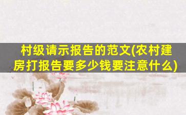 村级请示报告的范文(农村建房打报告要多少钱要注意什么)