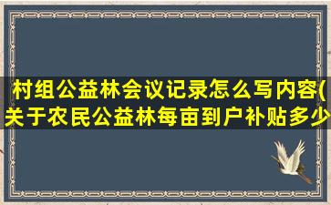村组公益林会议记录怎么写内容(关于农民公益林每亩到户补贴多少)
