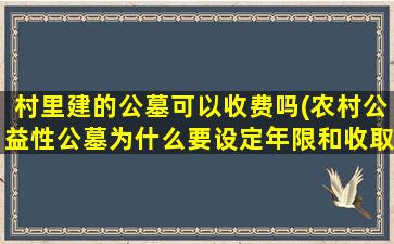 村里建的公墓可以收费吗(农村公益性公墓为什么要设定年限和收取管理费)