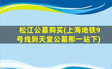 松江公墓购买(上海地铁9号线到天堂公墓那一站下)