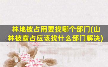 林地被占用要找哪个部门(山林被霸占应该找什么部门解决)