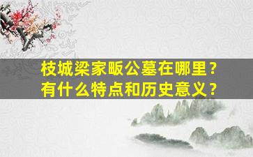 枝城梁家畈公墓在哪里？有什么特点和历史意义？
