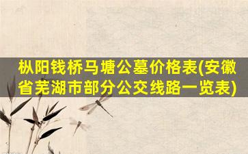 枞阳钱桥马塘公墓价格表(安徽省芜湖市部分公交线路一览表)