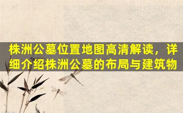 株洲公墓位置地图高清解读，详细介绍株洲公墓的布局与建筑物