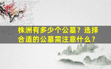 株洲有多少个公墓？选择合适的公墓需注意什么？