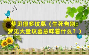 梦见很多坟墓（生死告别：梦见大量坟墓意味着什么？）