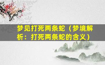 梦见打死两条蛇（梦境解析：打死两条蛇的含义）