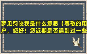 梦见狗咬我是什么意思（尊敬的用户，您好！您近期是否遇到过一些奇怪的事情？今天我们为您揭秘：梦见狗咬您是什么意思？）