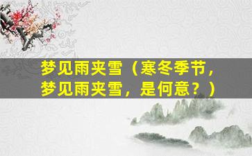 梦见雨夹雪（寒冬季节，梦见雨夹雪，是何意？）