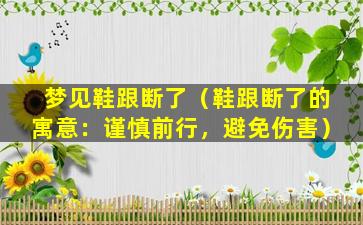 梦见鞋跟断了（鞋跟断了的寓意：谨慎前行，避免伤害）