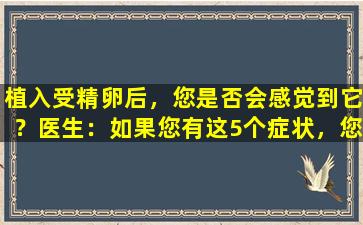 植入受精卵后，您是否会感觉到它？医生：如果您有这5个症状，您可能会怀孕