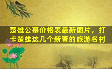 楚雄公墓价格表最新图片，打卡楚雄这几个新晋的旅游名村