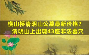 横山桥清明山公墓最新价格？清明山上出现43座非法墓穴