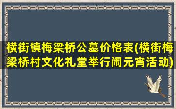 横街镇梅梁桥公墓价格表(横街梅梁桥村文化礼堂举行闹元宵活动)