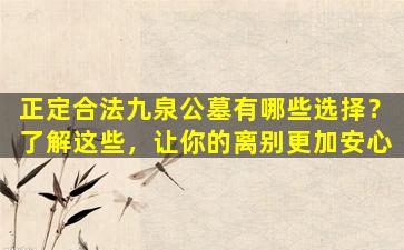 正定合法九泉公墓有哪些选择？了解这些，让你的离别更加安心