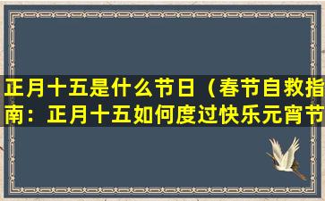 正月十五是什么节日（春节自救指南：正月十五如何度过快乐元宵节）