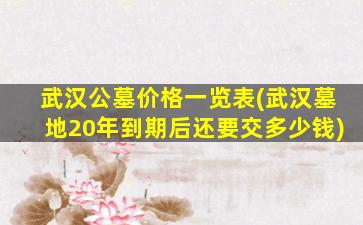 武汉公墓价格一览表(武汉墓地20年到期后还要交多少钱)