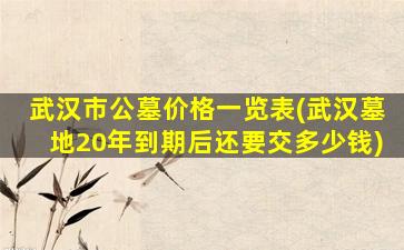 武汉市公墓价格一览表(武汉墓地20年到期后还要交多少钱)