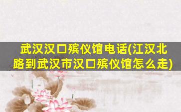 武汉汉口殡仪馆电话(江汉北路到武汉市汉口殡仪馆怎么走)