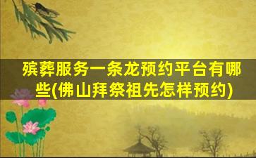 殡葬服务一条龙预约平台有哪些(佛山拜祭祖先怎样预约)