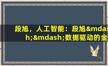 段旭，人工智能：段旭——数据驱动的金融风控专家