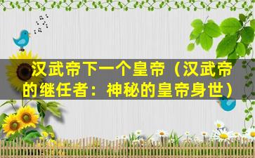 汉武帝下一个皇帝（汉武帝的继任者：神秘的皇帝身世）