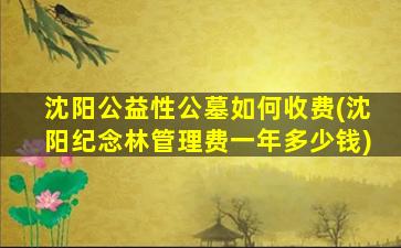 沈阳公益性公墓如何收费(沈阳纪念林管理费一年多少钱)